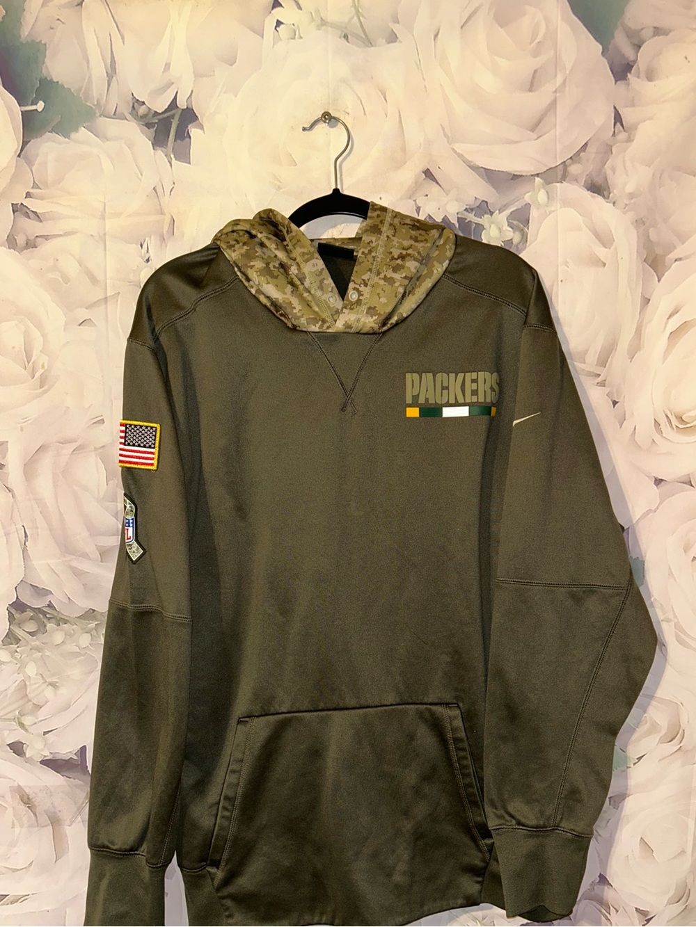 Nike Green Bay Packer Hoodie Mens Dri Fit Salute to Service Military Camo XXL